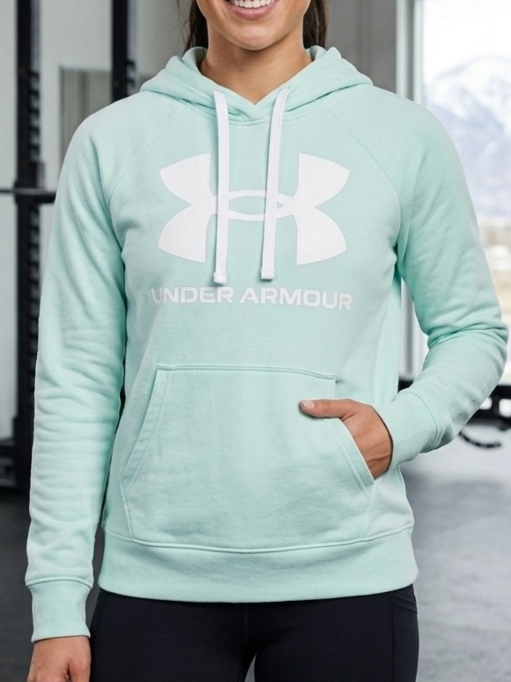 Under Armour Light Mint Crewneck Hoodie with White Logo